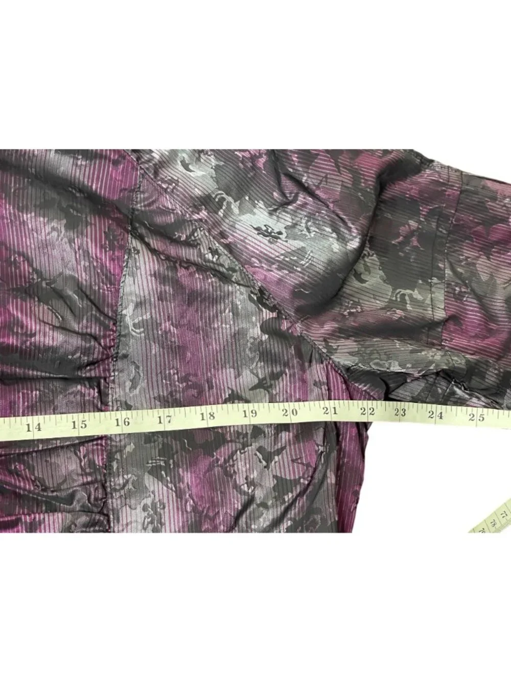 Womens Ruched Jacket Size Large Metallic Purple & Black Picadilly Fashions - Picture 3 of 16